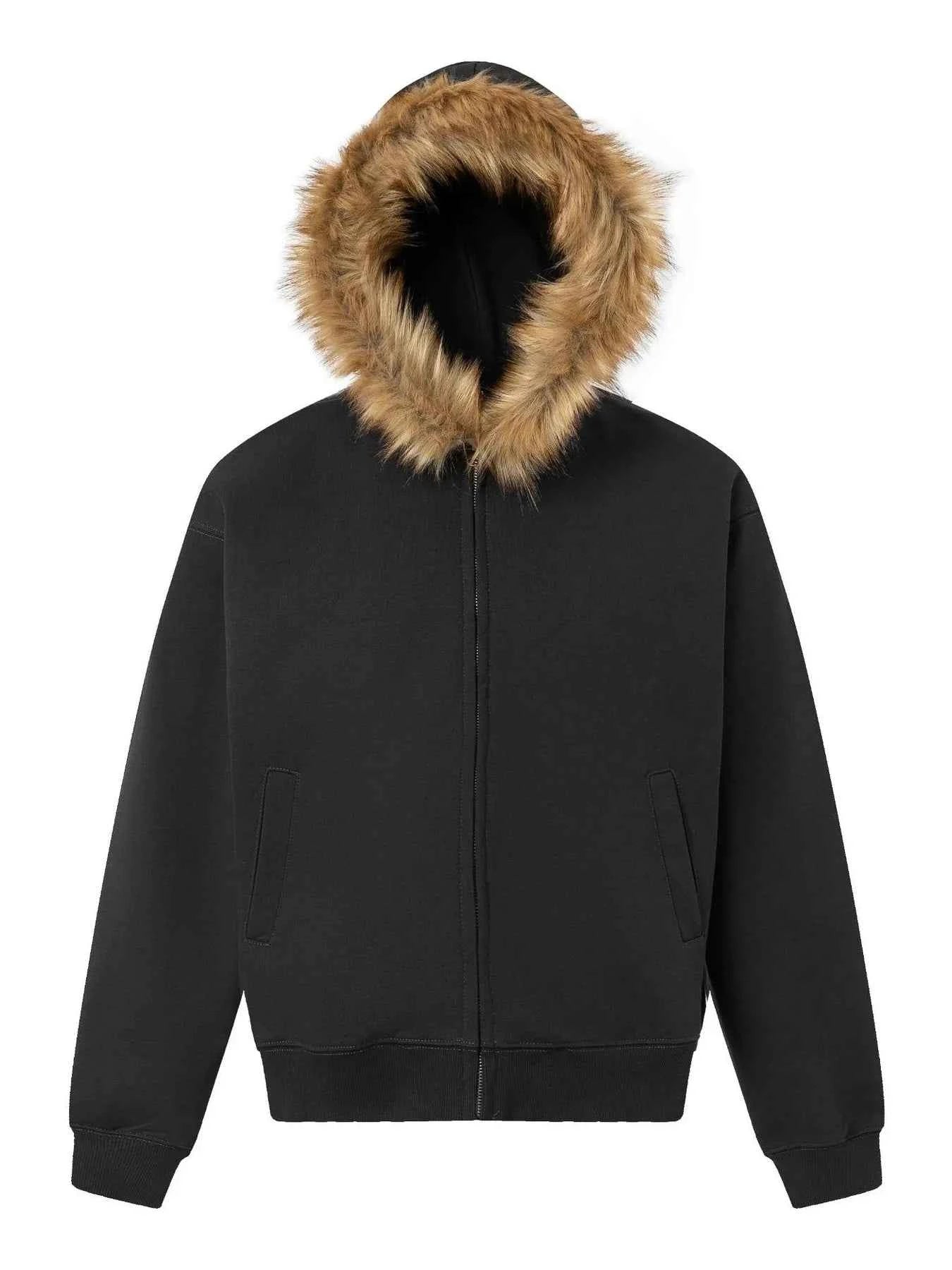 Men's Fur-Trimmed Zip-Up Hoodie